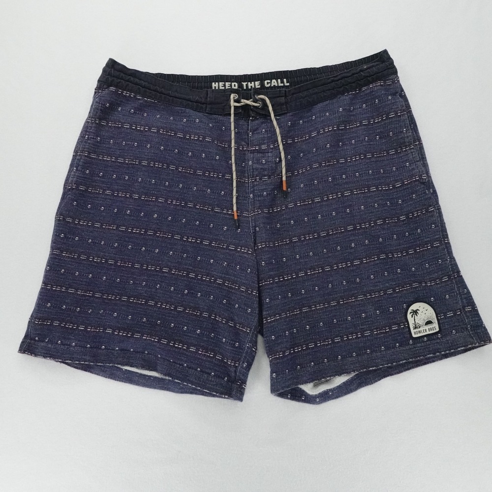 Howler Brothers Hybrid Shorts Mens 40 Blue Striped Heed The Call Textured Casual